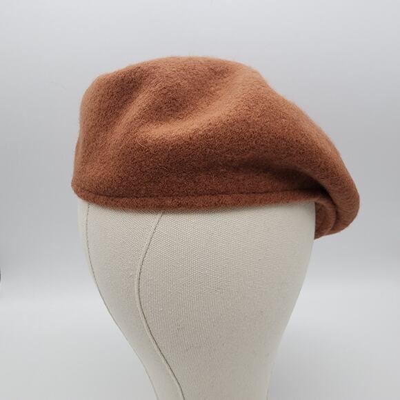 Bruno Capelo Horizontal Ascot Beret Hat Womens Small Brown 100% Wool Felt Deco - Picture 1 of 10